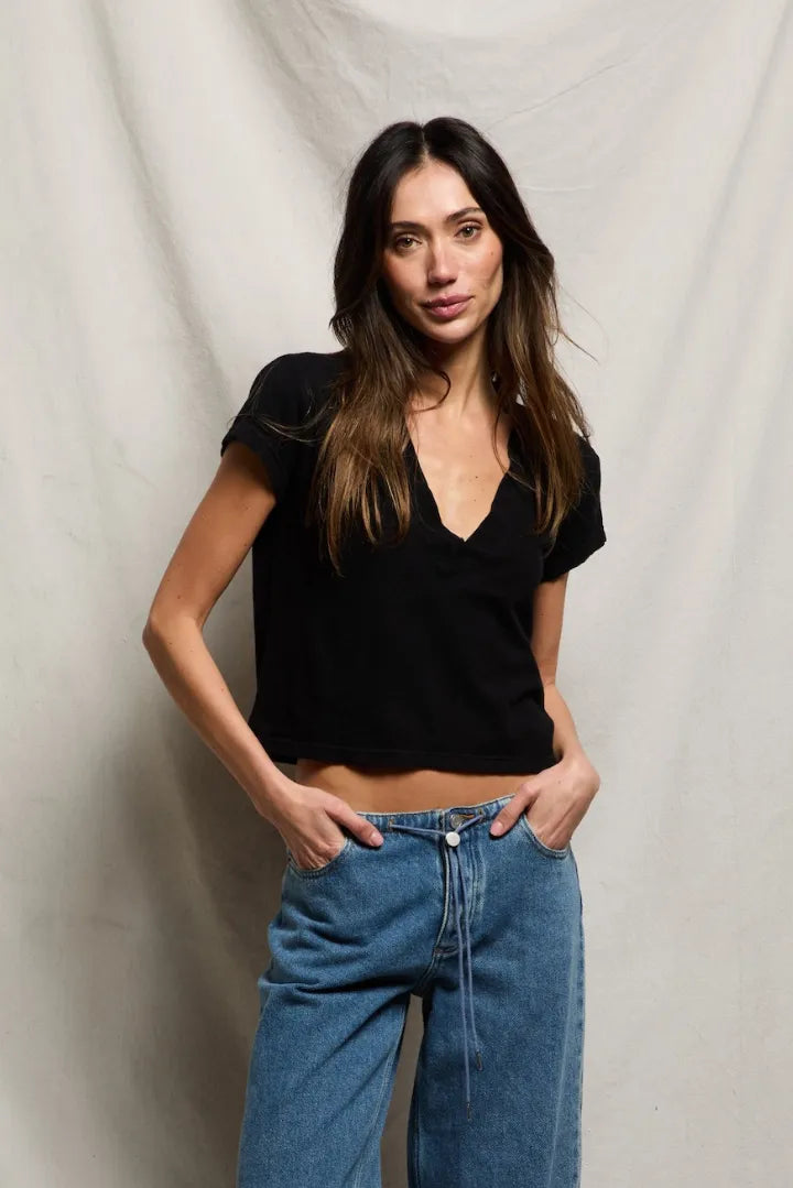 Alanis Recycled Cotton V-Neck Tee