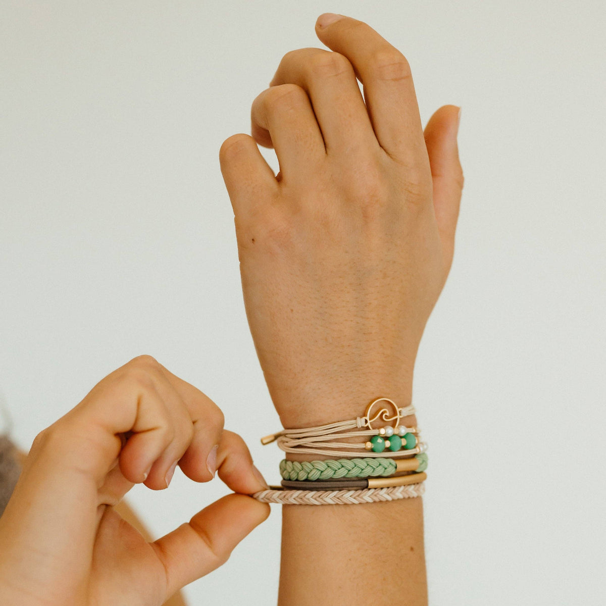 "Reflect" Gold Wave with Beachy Neutrals Hair Tie Bracelets