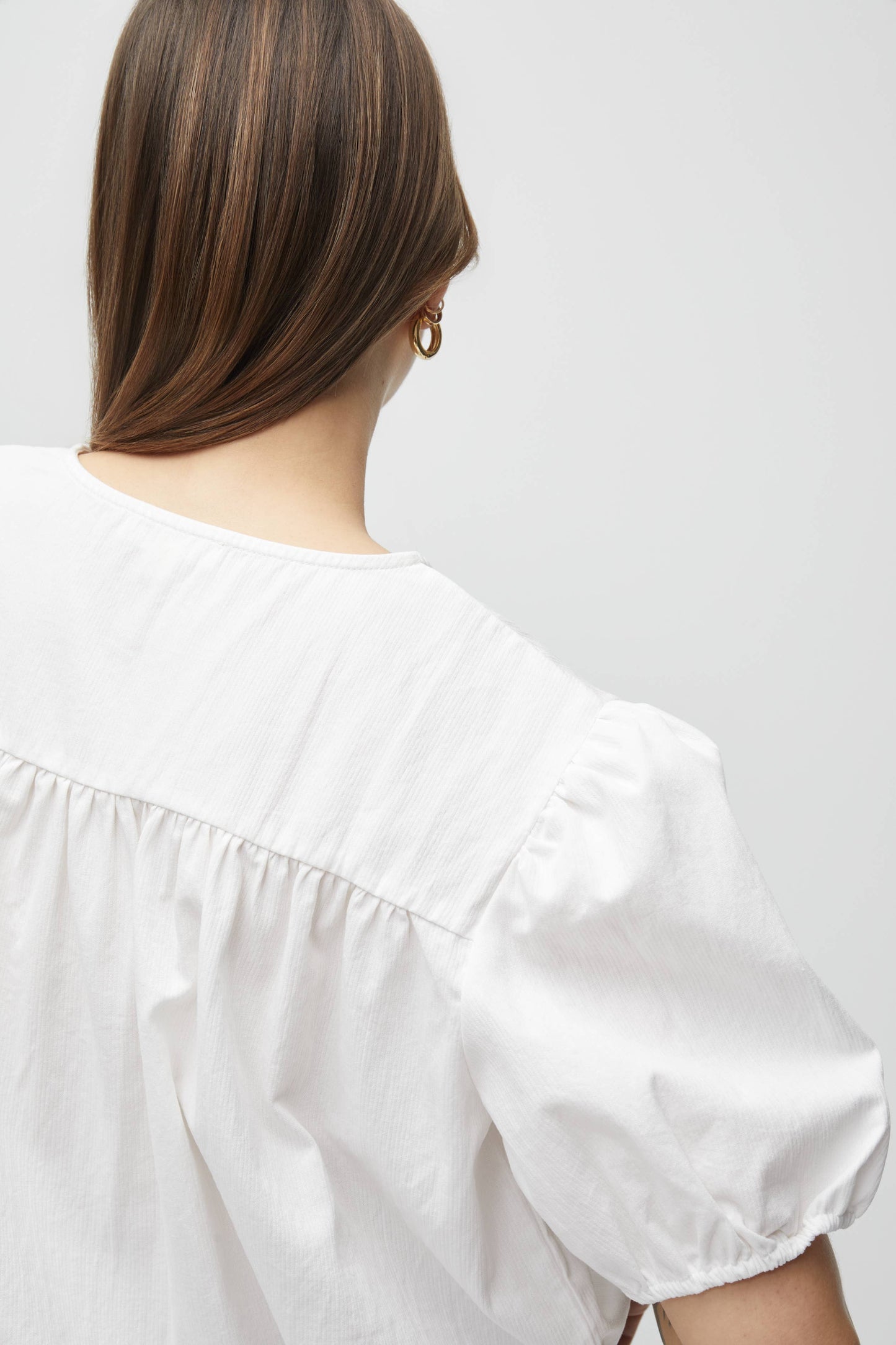 The Hazel Top | Puff Sleeve Baby Doll Blouse: Blue / SMALL