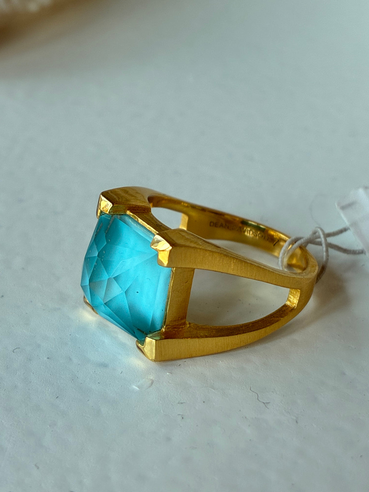 Mini Plaza Ring - Gold - Iridescent Turquoise - Si