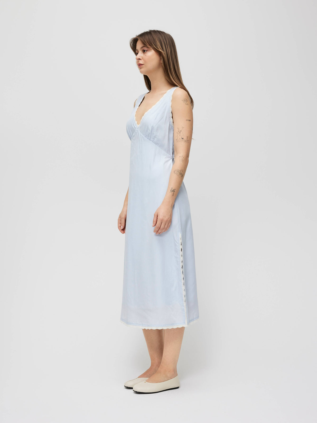 The Mara Dress | Lace Trim Midi Dress: CREAM / LARGE