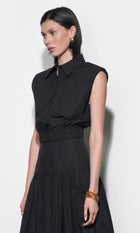 Oren Poplin Sleeveless Shirt With Elasticised Hem