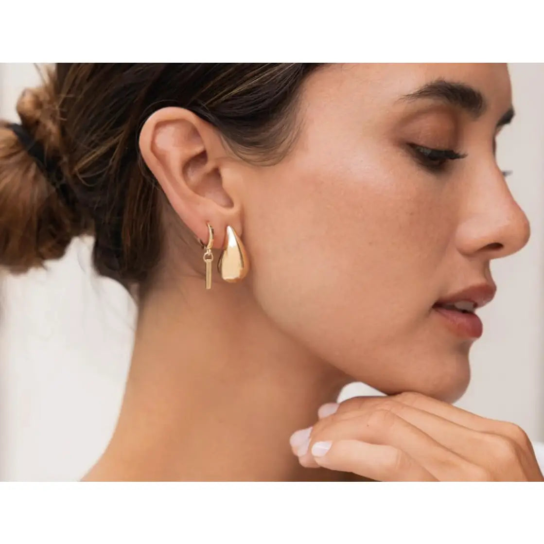 All Time Classic Gold Bar Drop Huggie Hoops