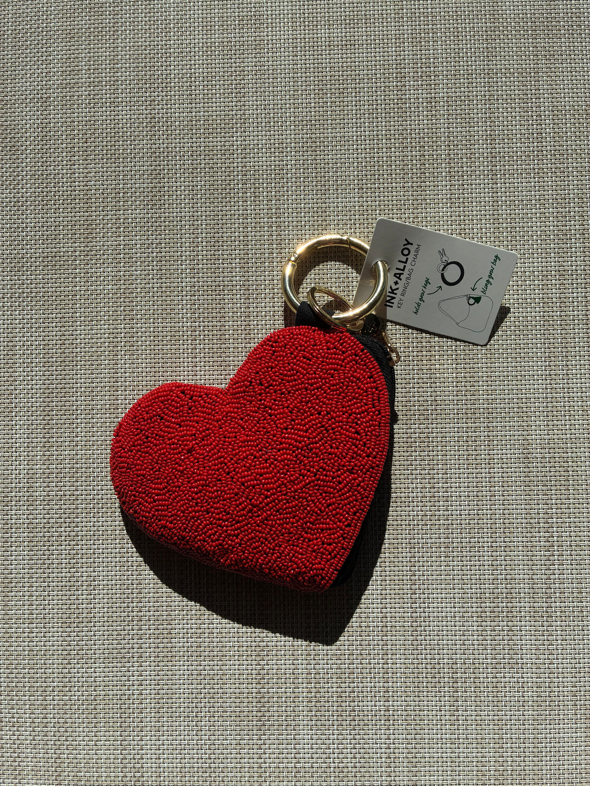 Mary ace of hearts card beaded pouch white