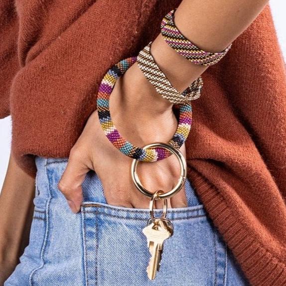 Chloe Stripe Key Ring Muted