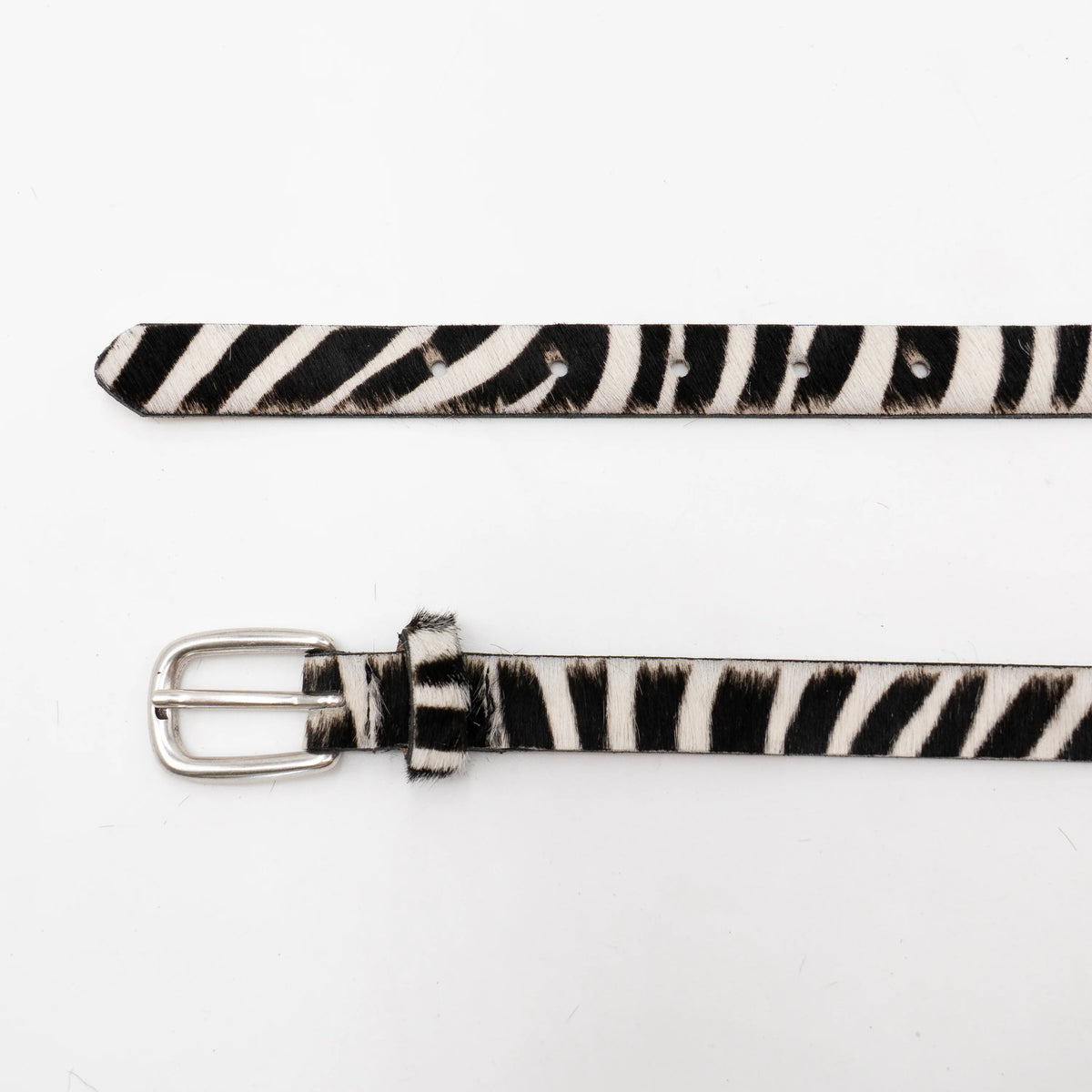 Zebra Calf Hair w/ Silver Buckle Belt