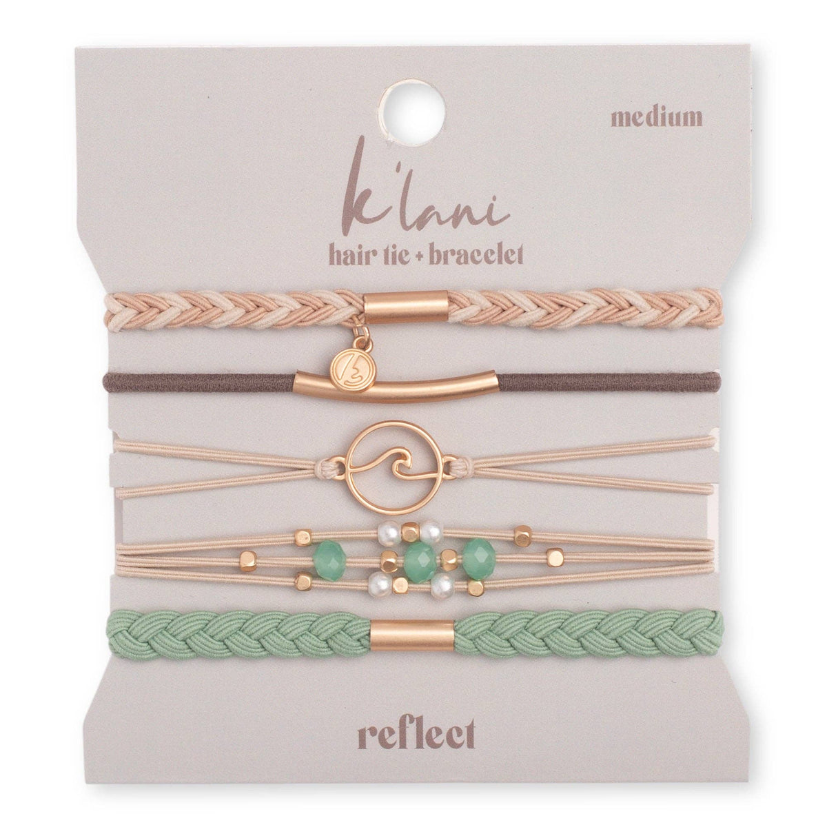 "Reflect" Gold Wave with Beachy Neutrals Hair Tie Bracelets