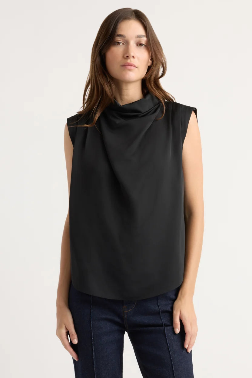Allegra Gathered-Neck Sleeveless Blouse