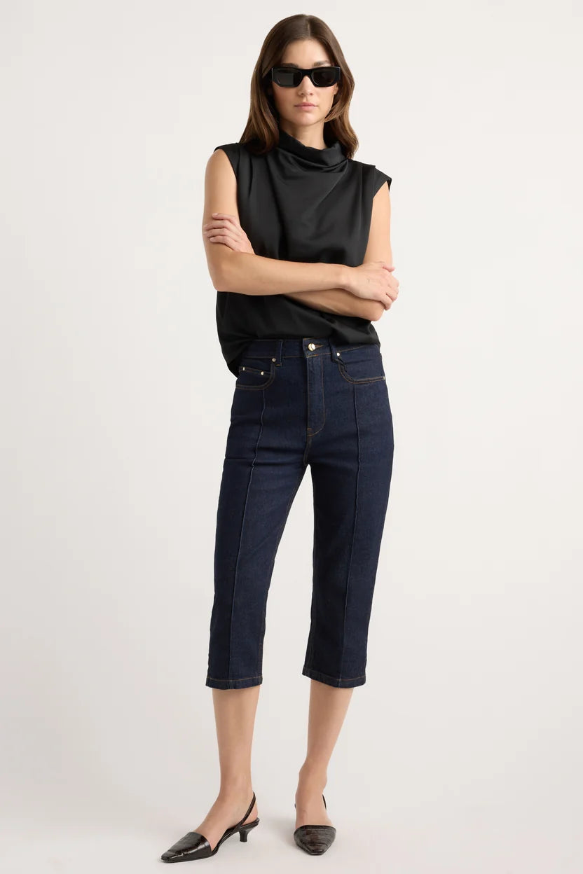 Allegra Gathered-Neck Sleeveless Blouse