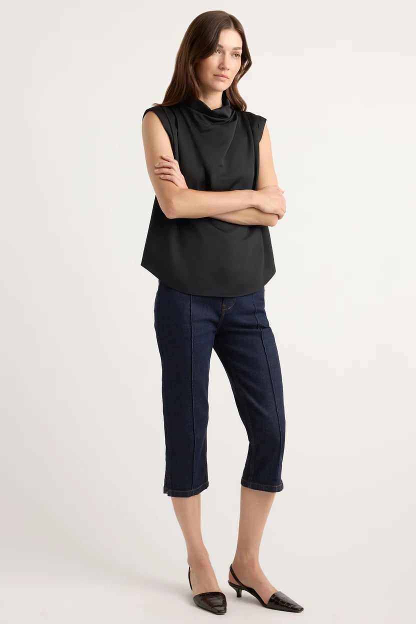 Allegra Gathered-Neck Sleeveless Blouse