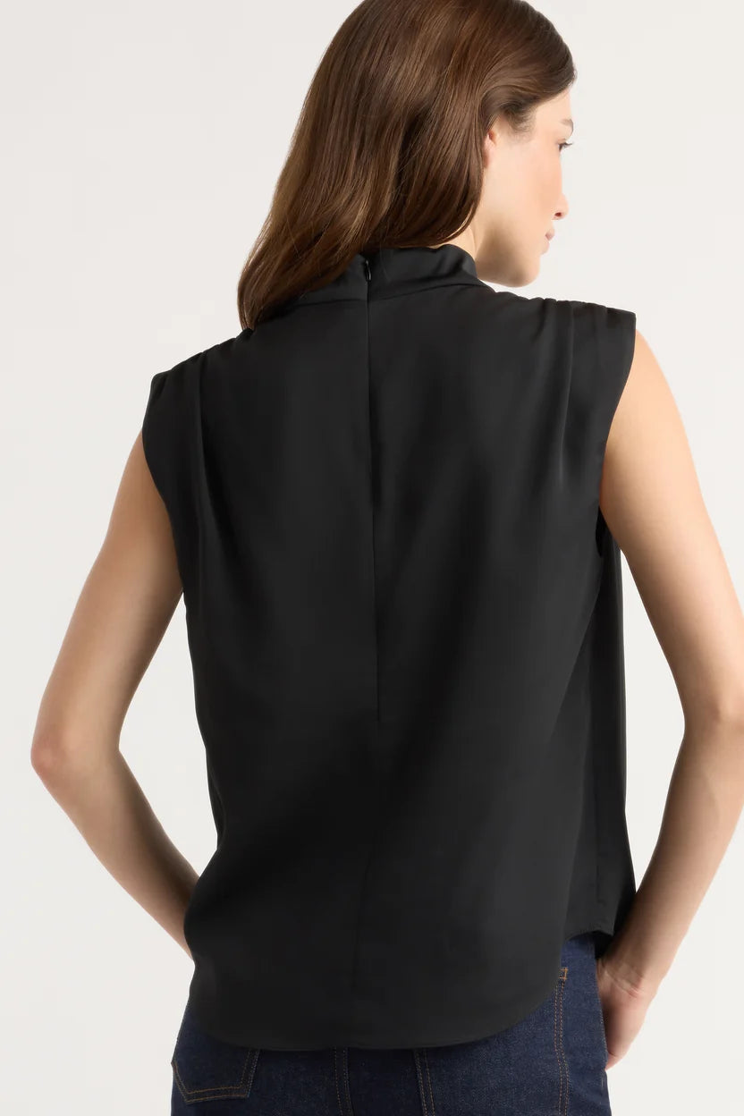 Allegra Gathered-Neck Sleeveless Blouse