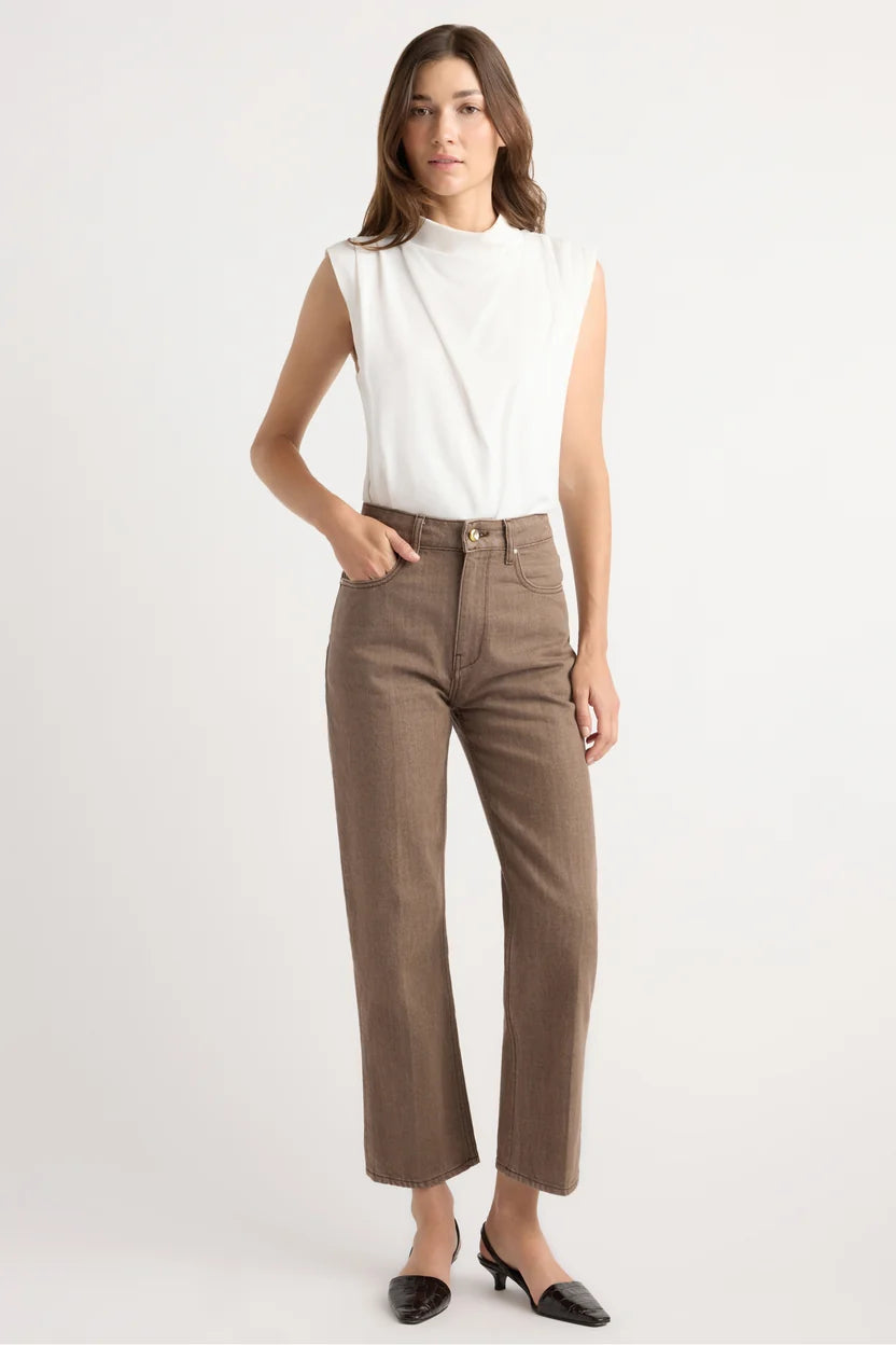 Allegra Gathered-Neck Sleeveless Blouse