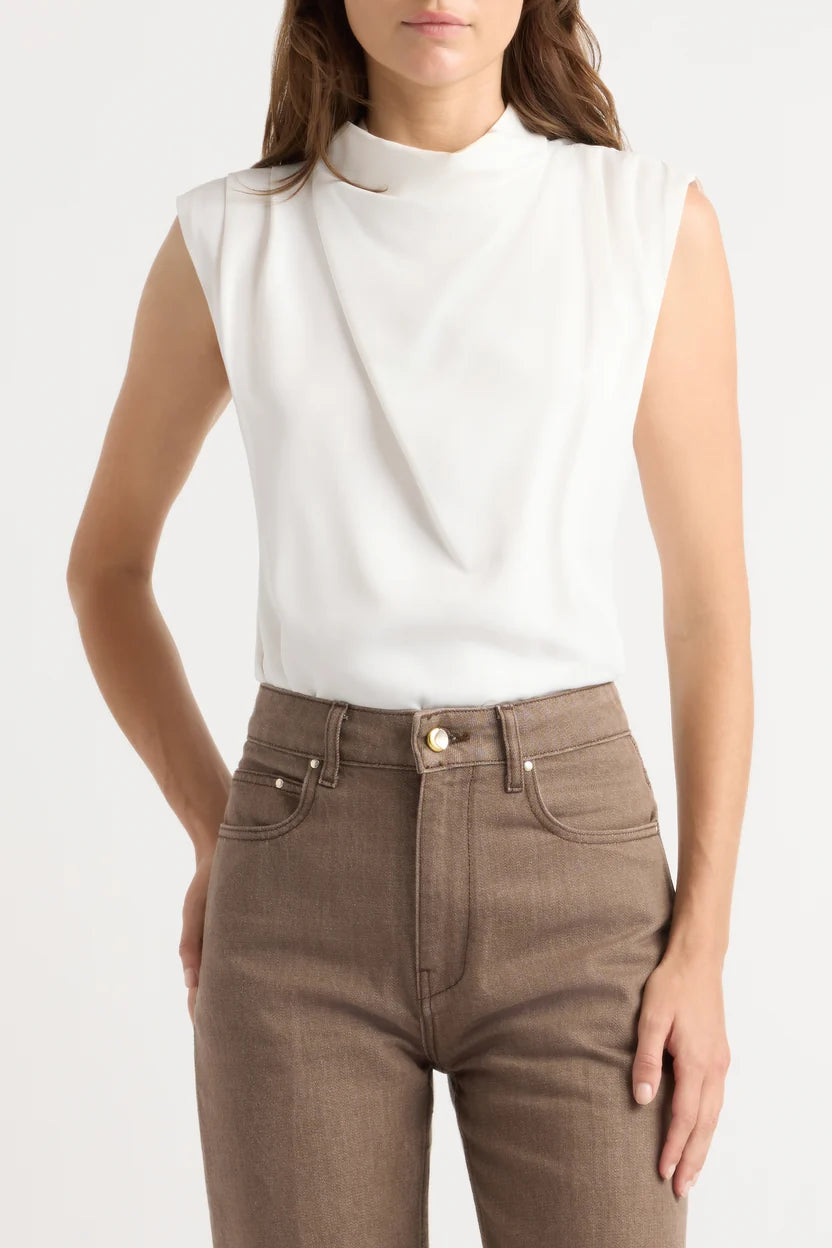 Allegra Gathered-Neck Sleeveless Blouse