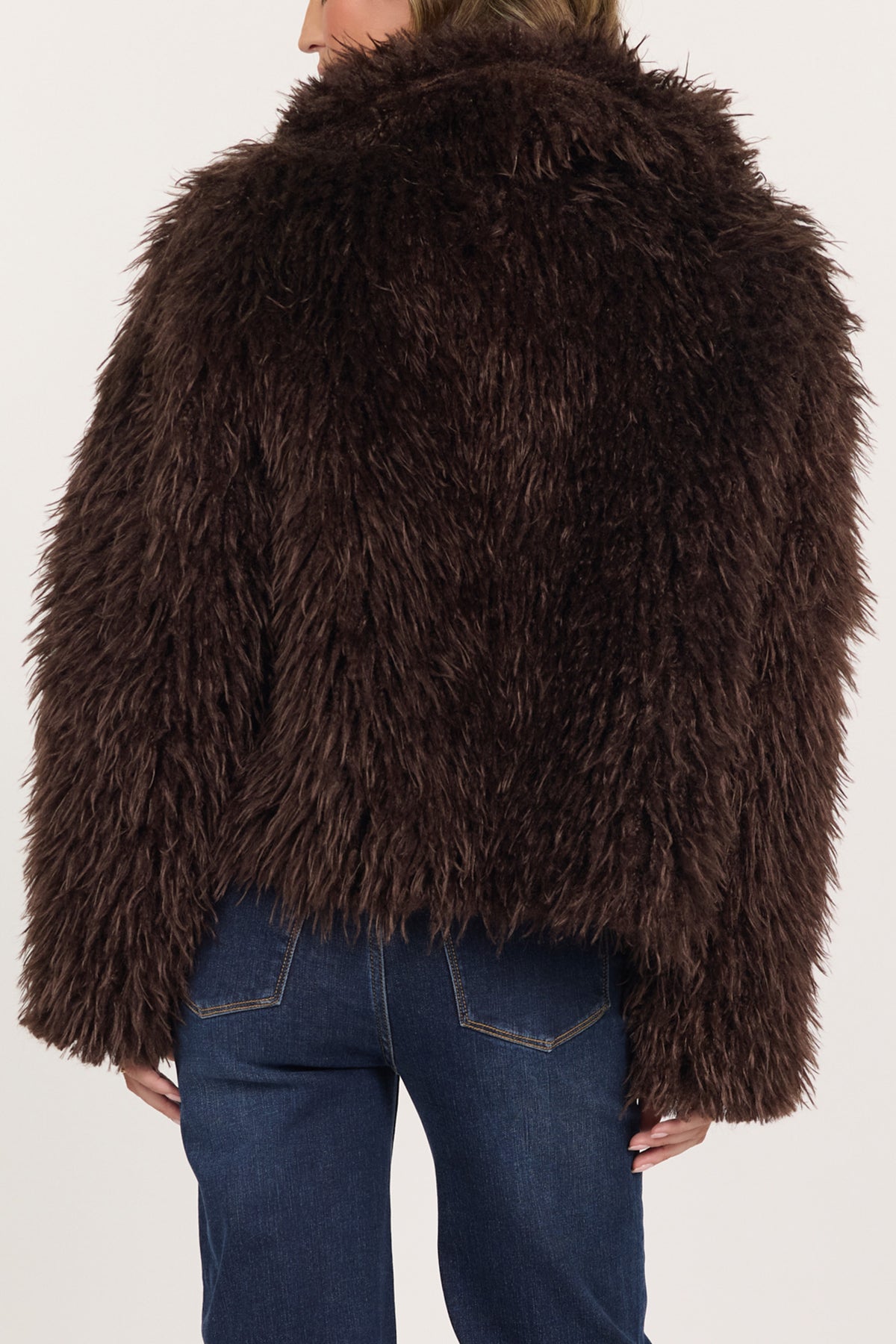 Bardot Faux Fur Jacket - Shaved Chocolate