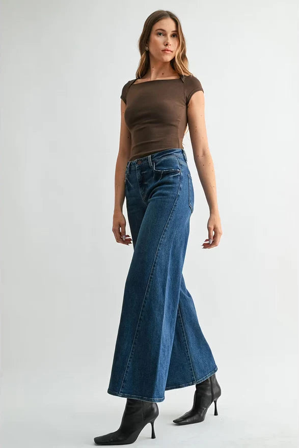 Super Wide Leg Jeans with Twisted Side Seam