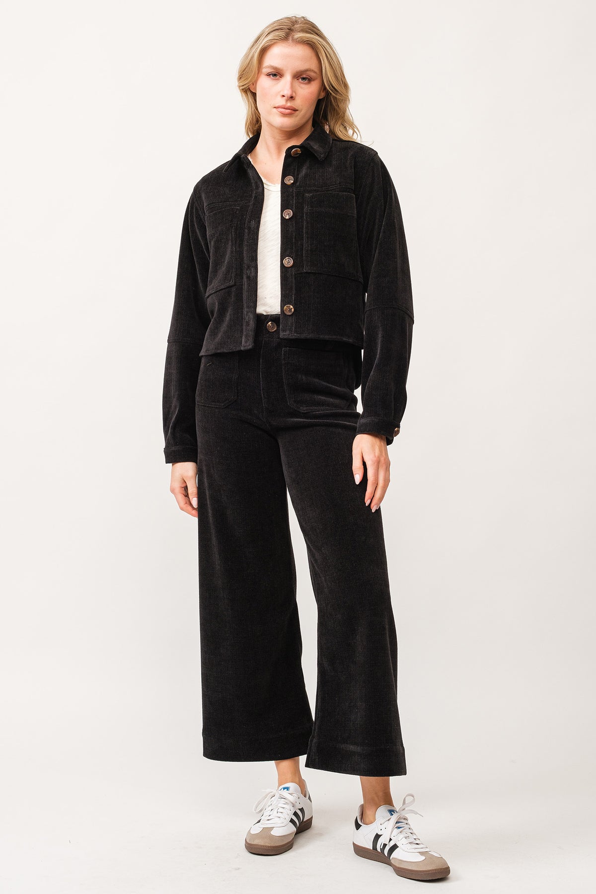 Cropped Gina Chenille Jacket - Black
