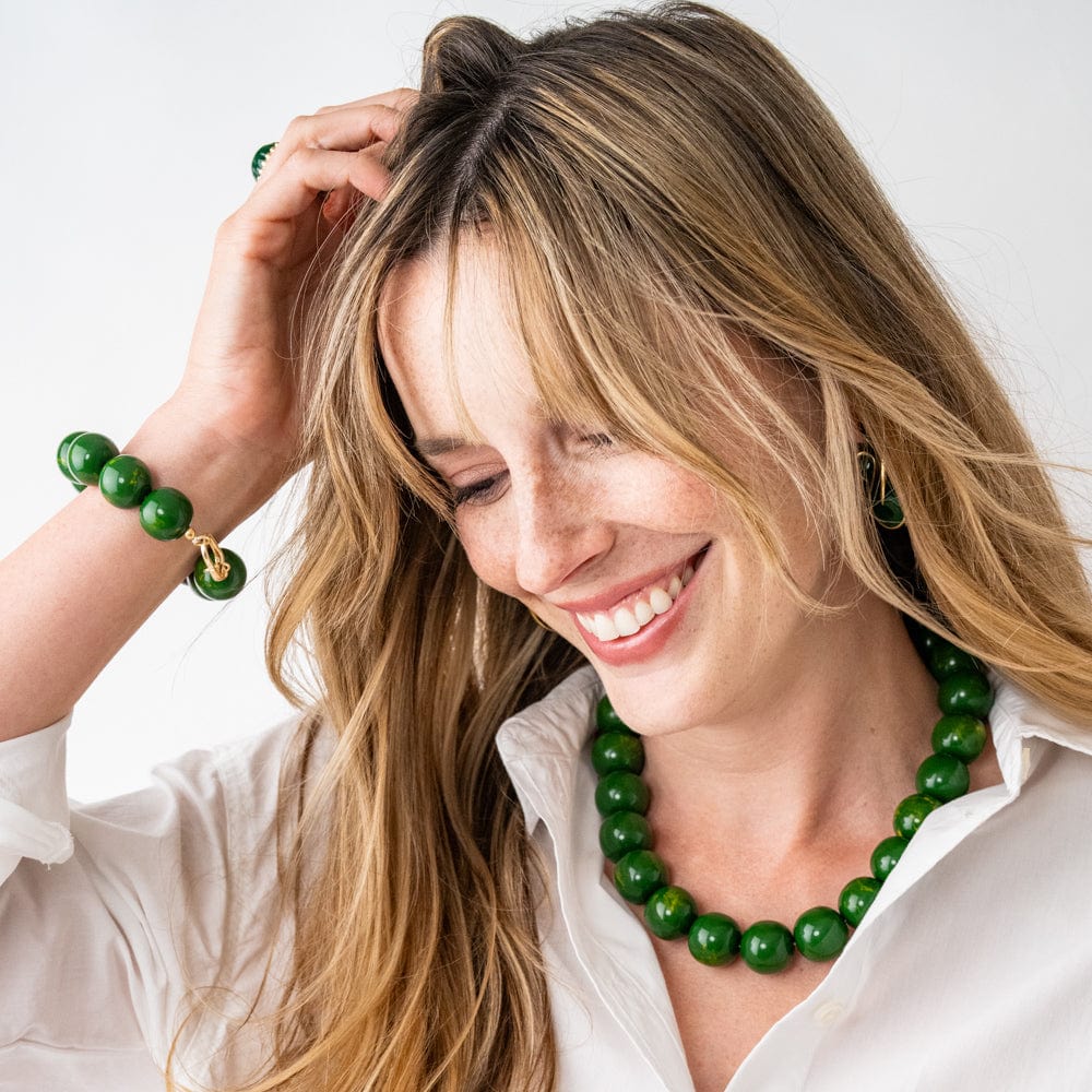 Iris Large Resin Bead Necklace Green