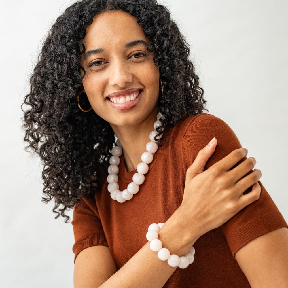 Iris large resin bead necklace milky white