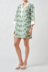 Flower Embroidered Stripe Mini Tunic Dress