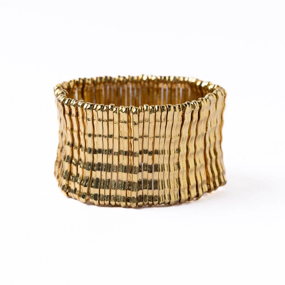 Winnie wide brass stretch bracelet – Gold