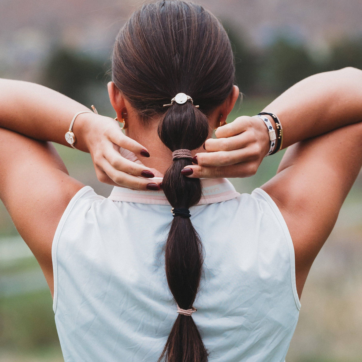 "Drive" Black and Cream Hair Tie Bracelets with Removable Ball Marker