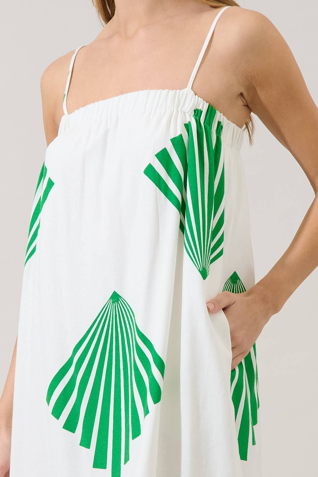 Quina Shift Mini Dress Fan Breeze: WHT-GREEN