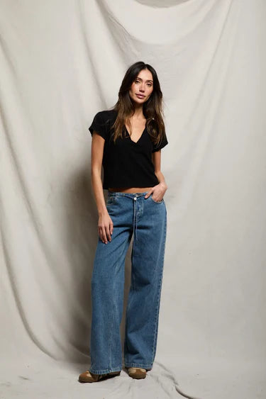 Alanis Recycled Cotton V-Neck Tee