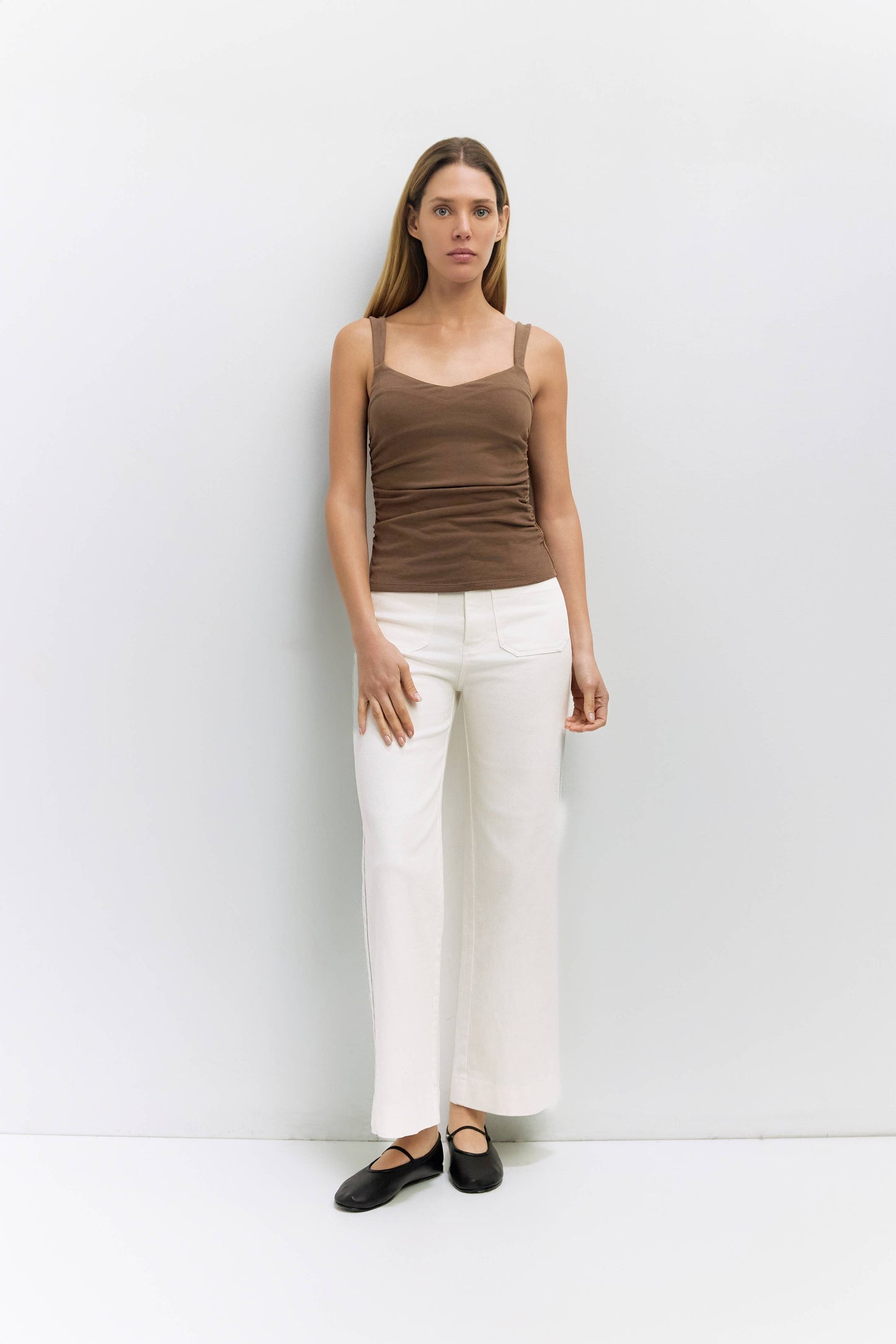 The Mabel Top | Ruched Side Knit Tank Top: BLUE / MEDIUM