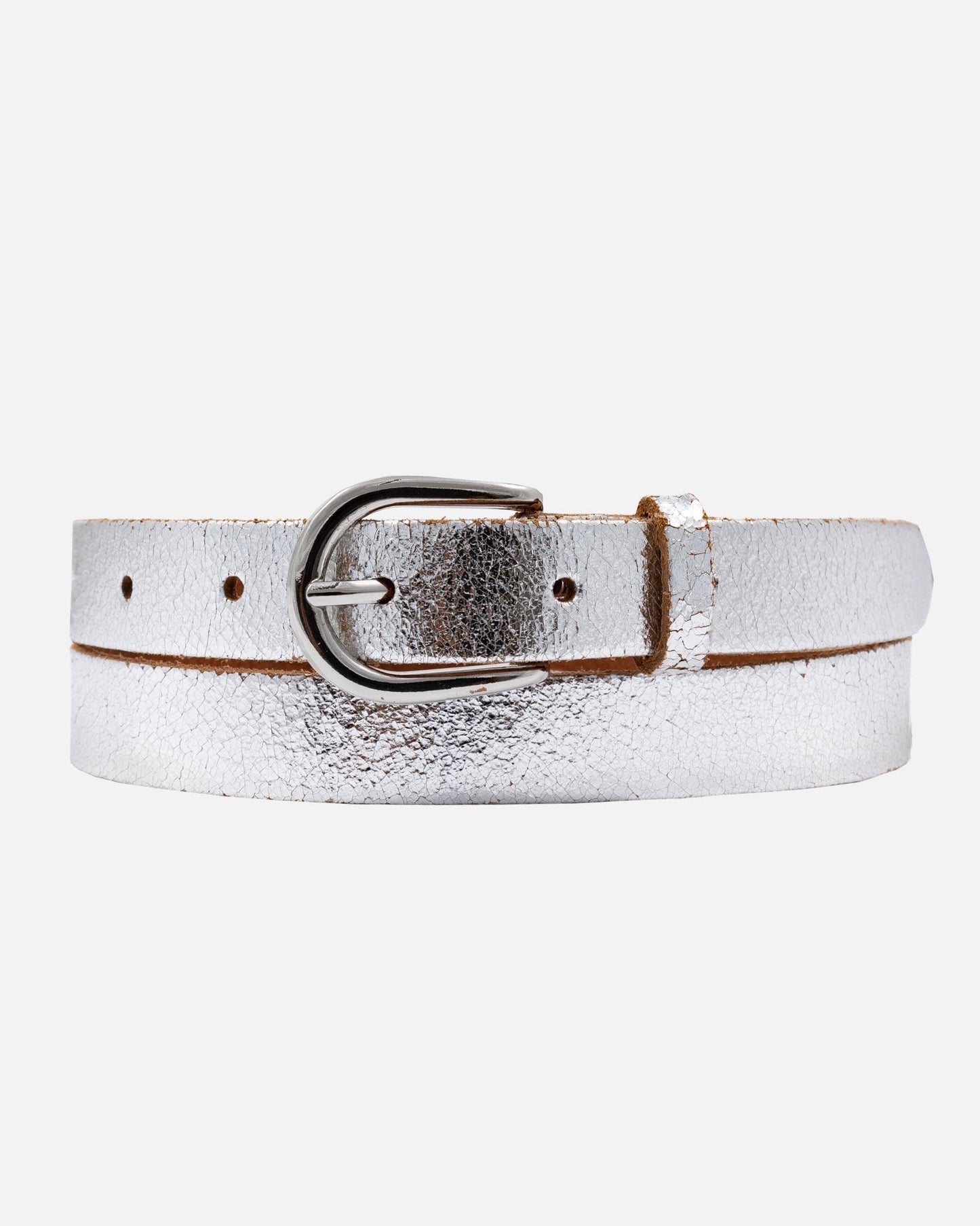 Eva | Metallic Skinny Fun Full Grain Leather Belt Women