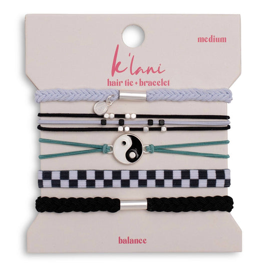 "Balance" Black & White Yin Yang Hair Tie Bracelets