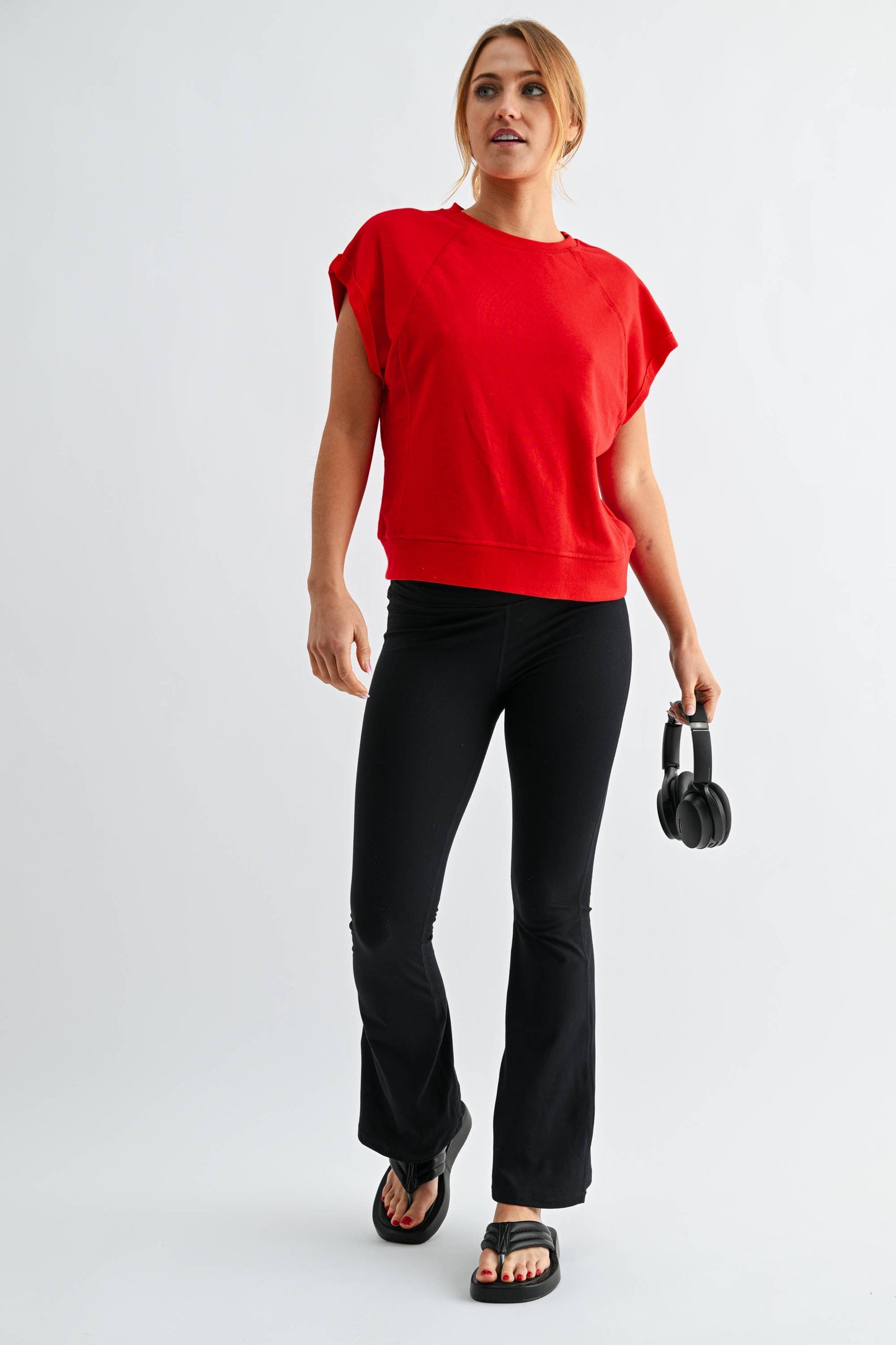 Offset French Terry Cap Sleeve Top