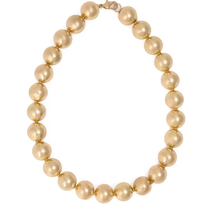 Iris Large Brass Bead Necklace Gold