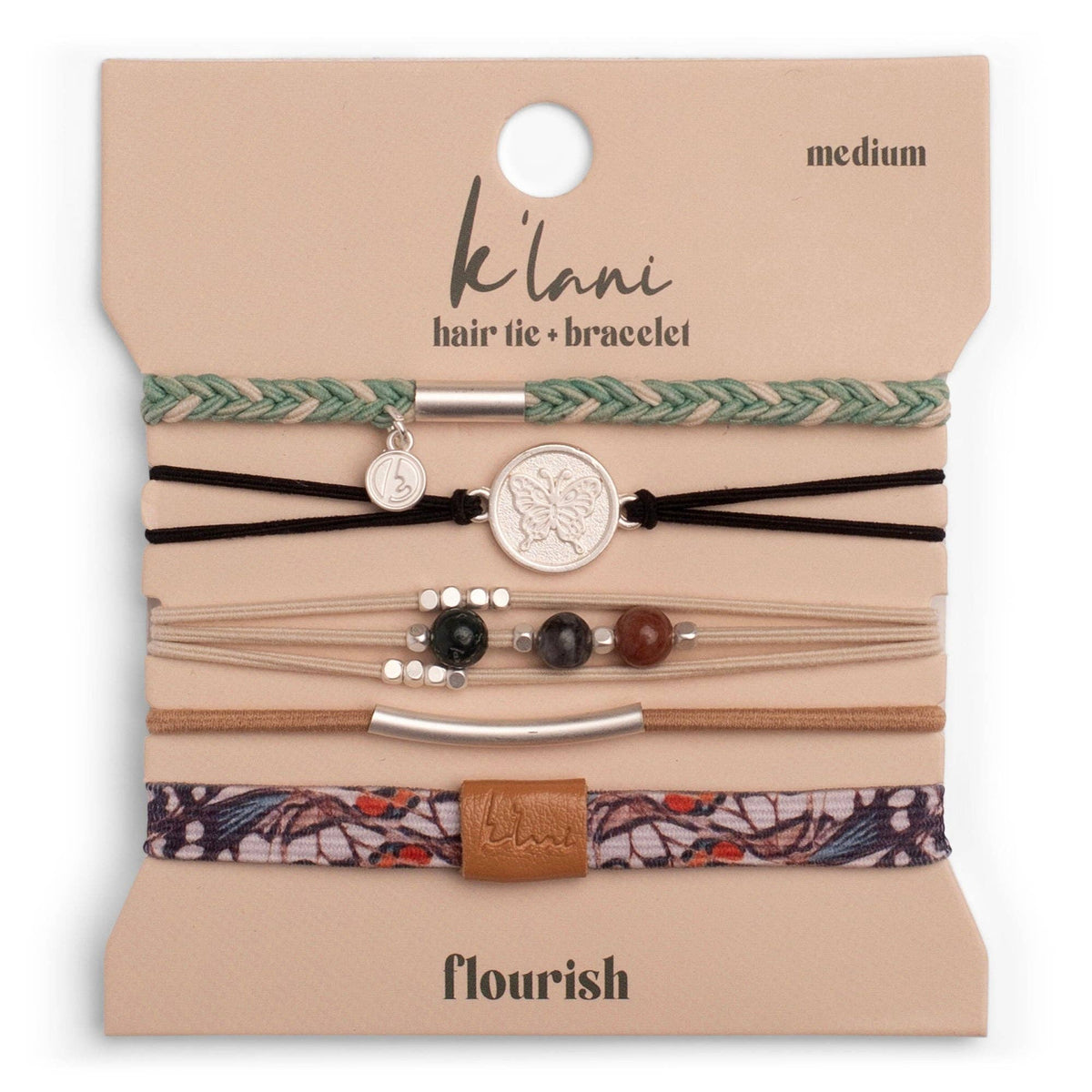 "Flourish" Natural Butterfly Hair Tie Bracelets