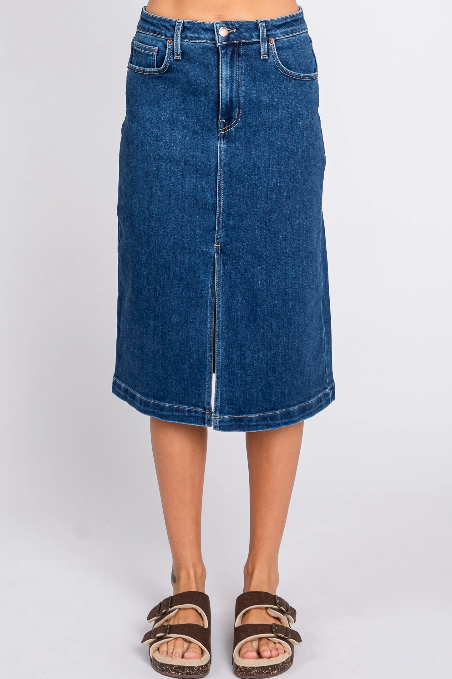 Front Slit Midi Skirt