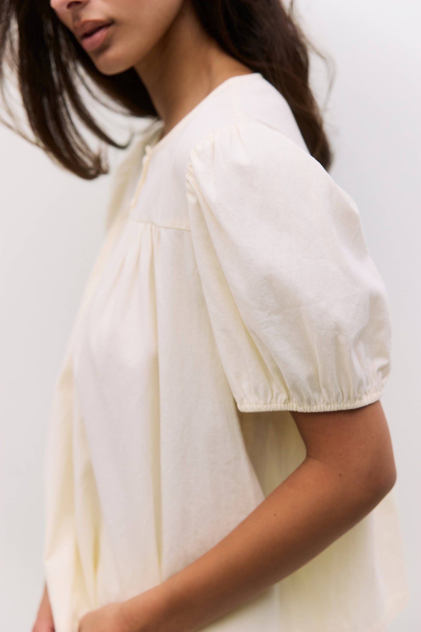 The Hazel Top | Puff Sleeve Baby Doll Blouse: Blue / MEDIUM