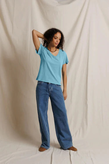 Hendrix Cotton SS Boxy V Neck Tee