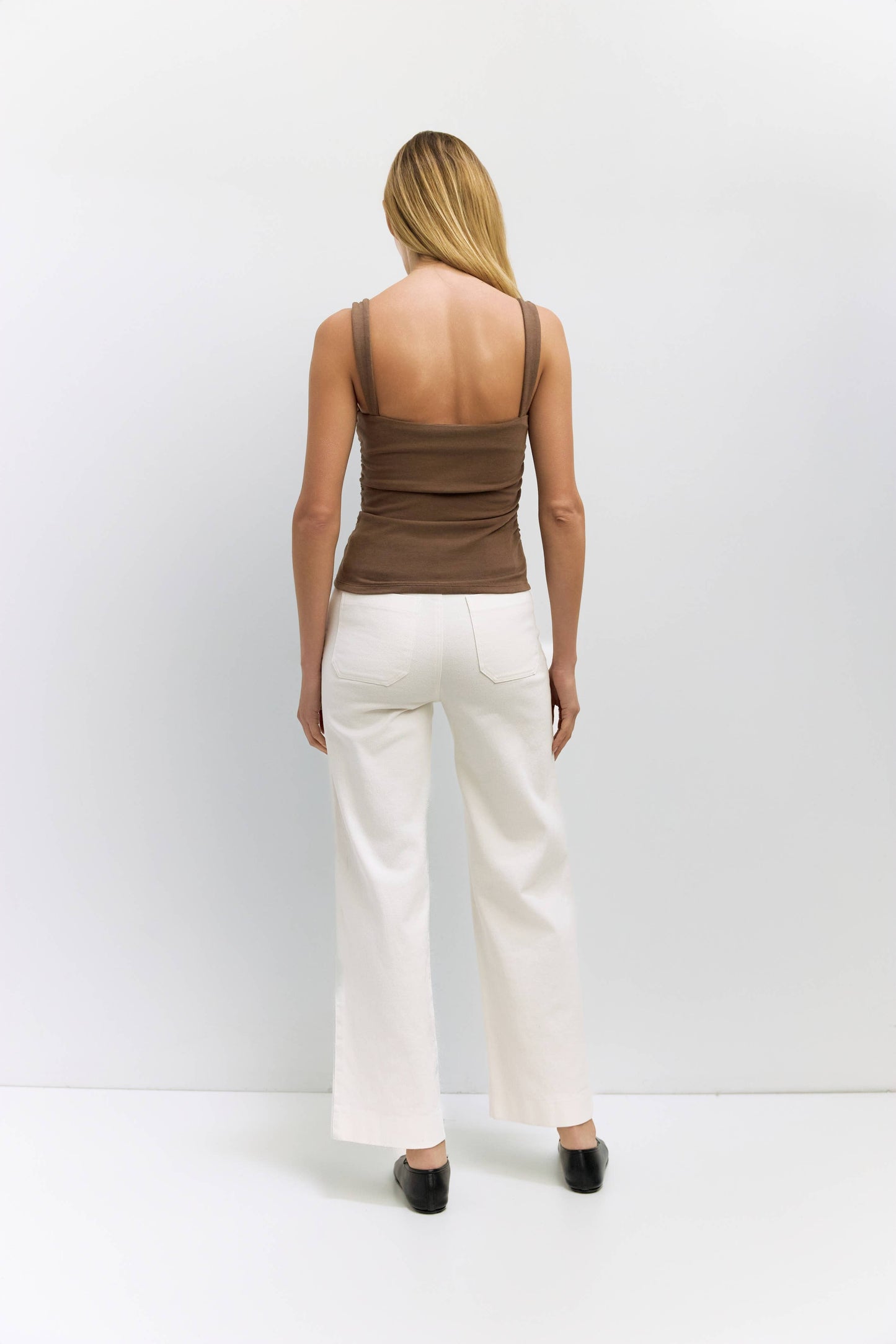 The Mabel Top | Ruched Side Knit Tank Top: BLUE / MEDIUM