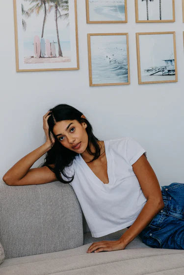 Alanis Recycled Cotton V-Neck Tee
