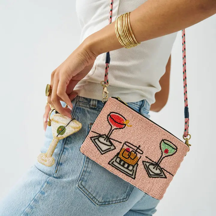 Leila Assorted Drink Beaded Clutch w/ Strap