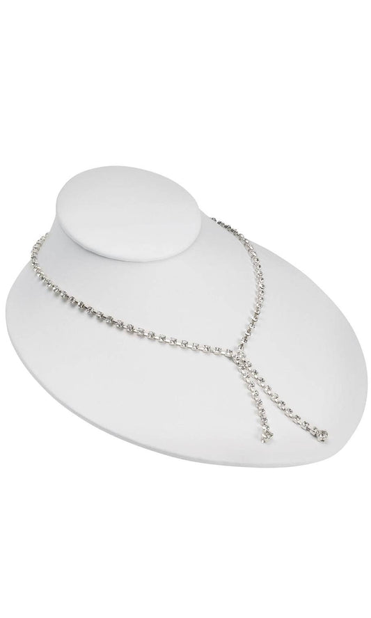 White Faux Leather Necklace Bust - 6 3/4”W x 8”H x 3 1/2"D