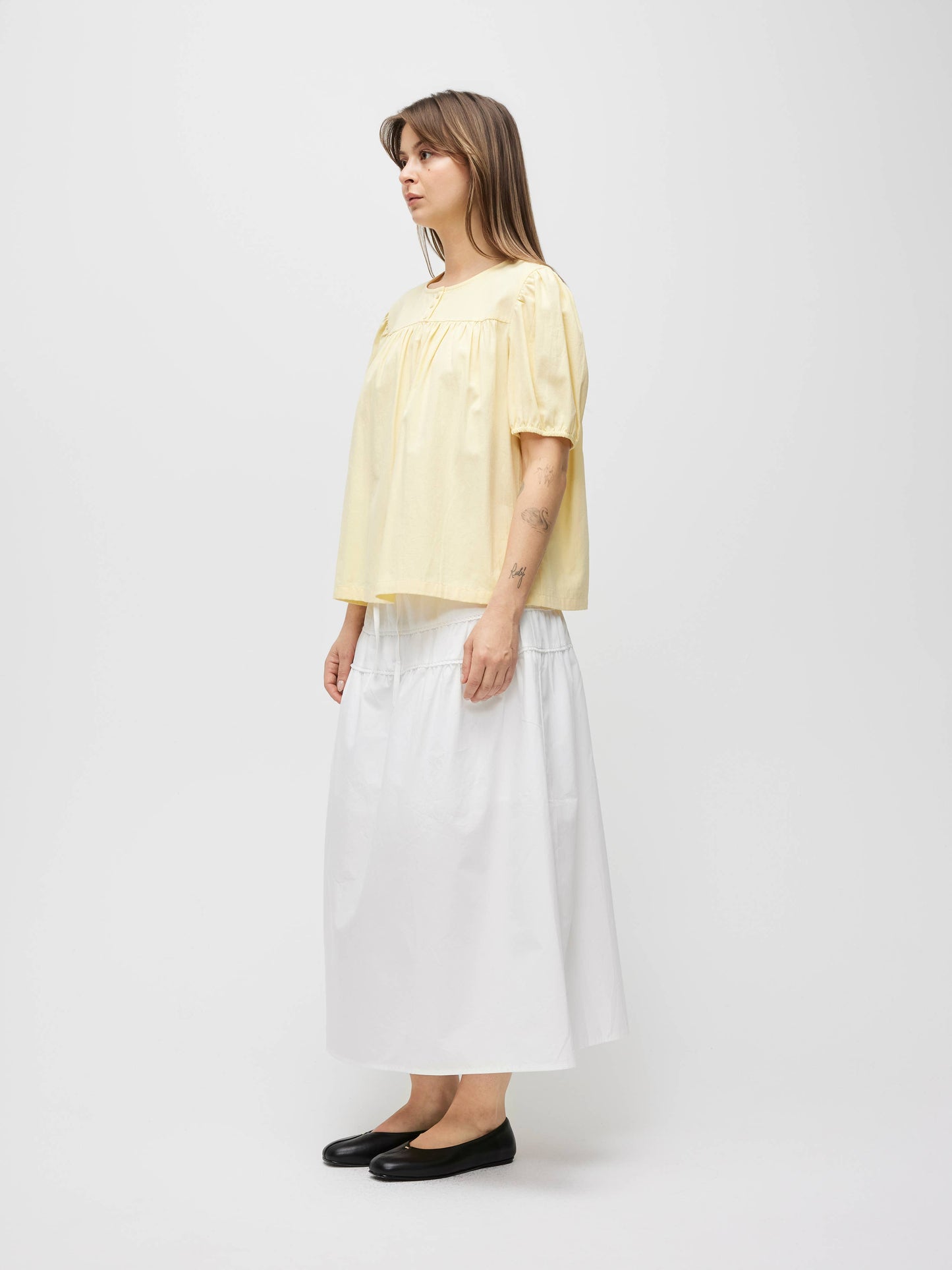 The Hazel Top | Puff Sleeve Baby Doll Blouse: Blue / LARGE