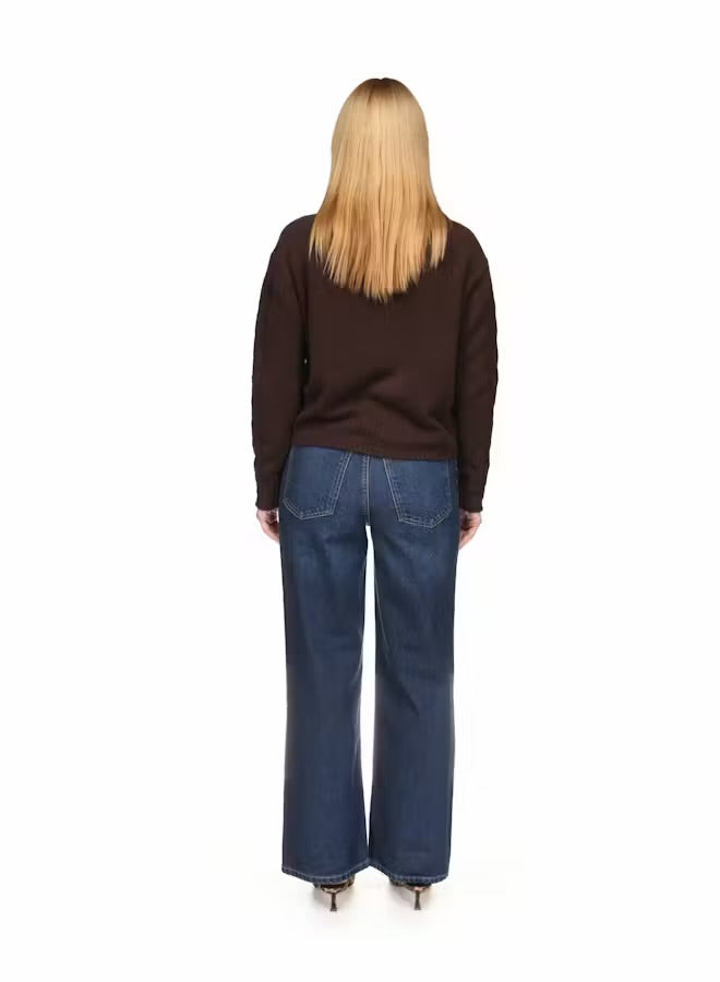 Cable Sleeve Crew - Dark Brown