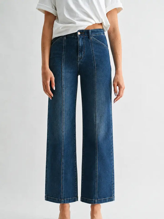 Paola Wide Leg with Seam Lines - Dark Wash