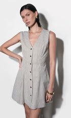 Zora Canvas Stripe Button Down Mini Dress