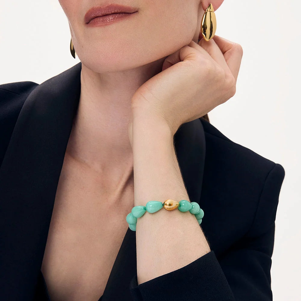 Samui Beaded Bracelet - Gold - Banyan Green