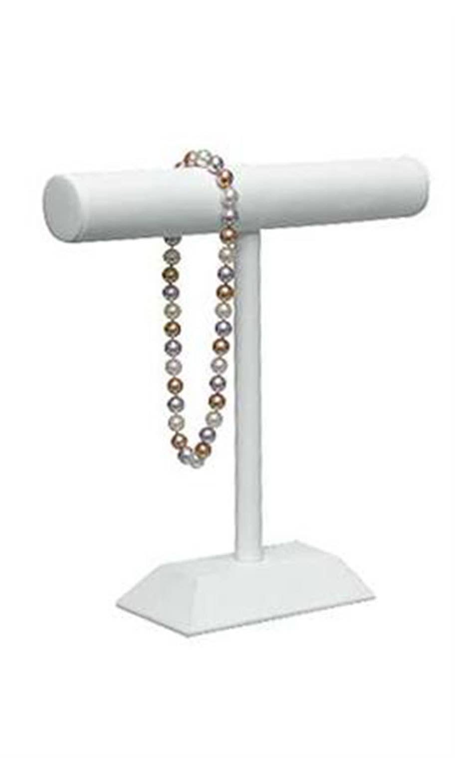 Medium White Faux Leather T-Bar Display - 12"W x 12"H