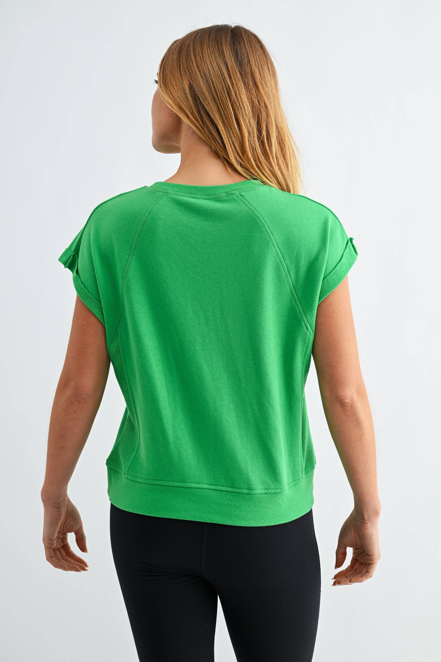 Offset French Terry Cap Sleeve Top
