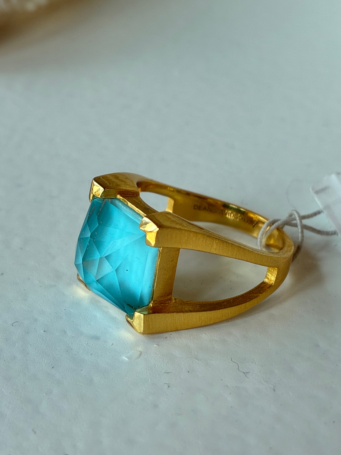Mini Plaza Ring - Gold - Iridescent Turquoise - Si