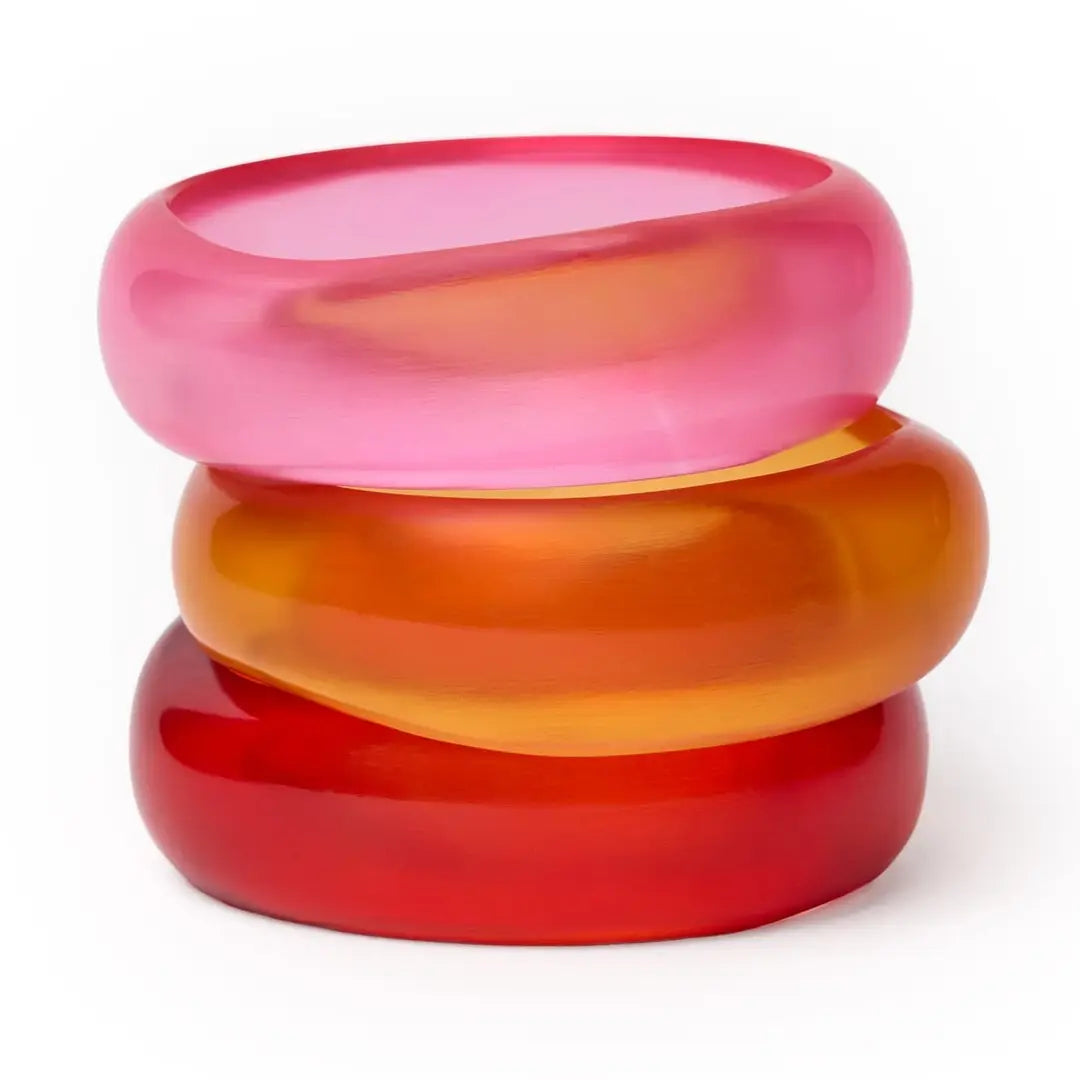Esther Resin Bangle Set of 3 - pink, red, & orange