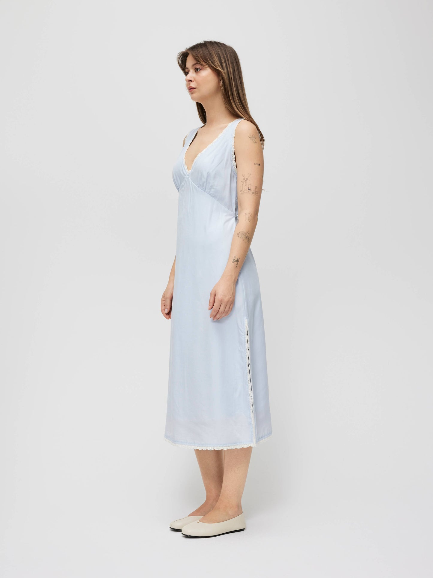 The Mara Dress | Lace Trim Midi Dress: CREAM / SMALL